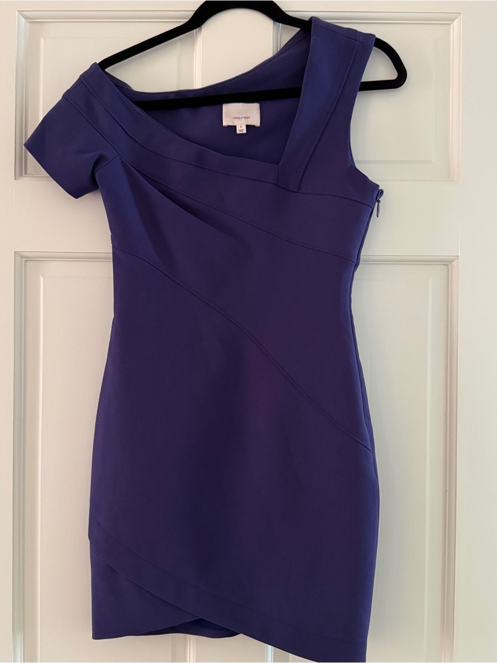 Cinq-a-sept- Asymmetrical Blue Bodycon Sheath Dress - Size 0